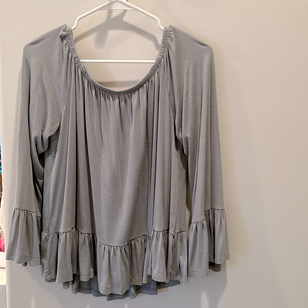 Green blouse with bell sleeves